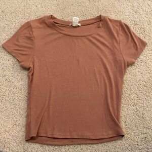Light burnt orange rubbed crop top t-shirt